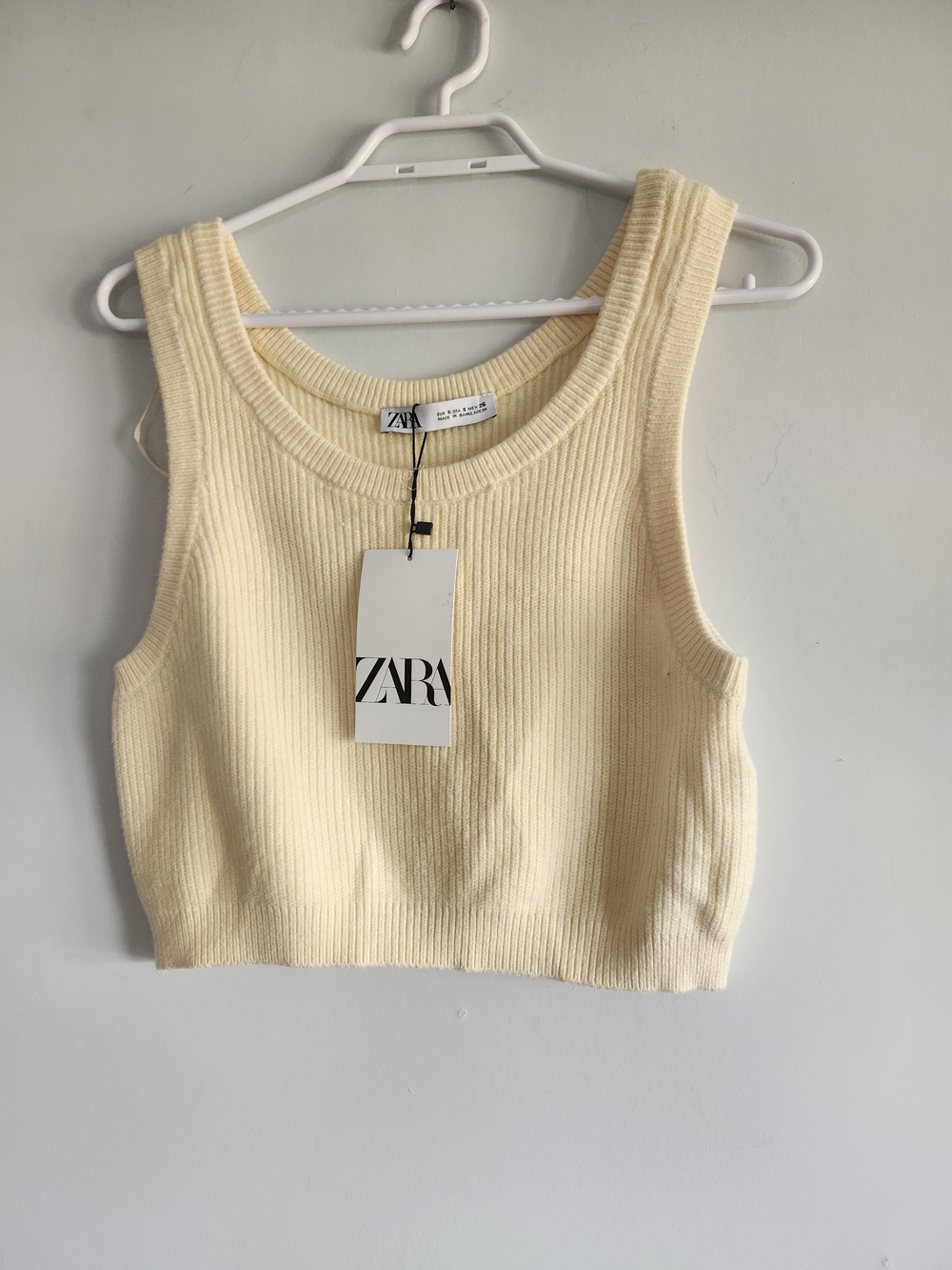 ZARA Butter Yellow Ribbed Cropped Tank Top | NWT | Size Small